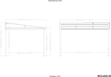 Sojag 10x12 Sutton Wall Gazebo - Netting and Curtains Included Gazebo SOJAG 