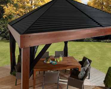 Sojag™ 12 x 12 ft. Valencia Wood Finish Gazebo with Mosquito Netting Gazebo SOJAG 