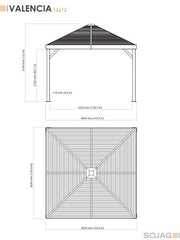 Image of Sojag™ 12 x 12 ft. Valencia Wood Finish Gazebo with Mosquito Netting Gazebo SOJAG 
