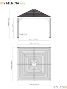 Sojag™ 12 x 12 ft. Valencia Wood Finish Gazebo with Mosquito Netting Gazebo SOJAG 