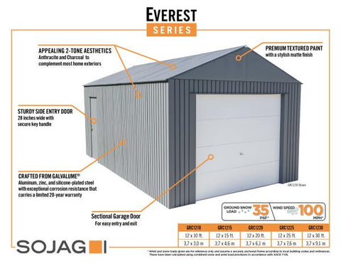 Image of Sojag™ 12x20 ft. Everest Garage DIY Kit in Gray Garage SOJAG 