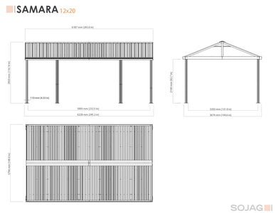 Sojag™ 12x20 ft Samara DIY Carport in Dark Gray Garage SOJAG 