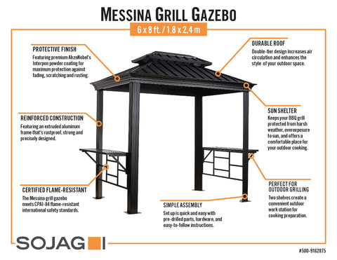 Image of Sojag 6x8 Messina BBQ DIY Gazebo with Shelving Gazebo SOJAG 