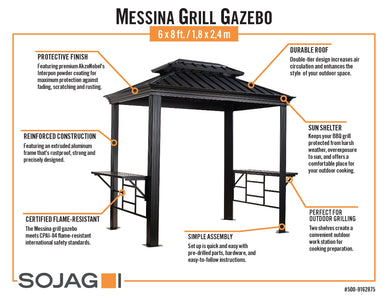 Sojag 6x8 Messina BBQ DIY Gazebo with Shelving Gazebo SOJAG 