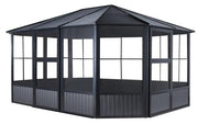 Image of Sojag™ Charleston 4-Season Sunroom Kit Dark Gray with Steel Roof - The Better Backyard