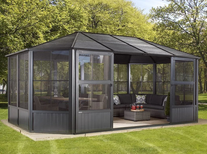 Sojag Charleston 4-Season Sunroom Kit Dark Gray with Steel Roof
