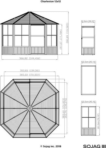 Sojag™ Charleston 4-Season Sunroom Kit Dark Gray with Steel Roof - The Better Backyard