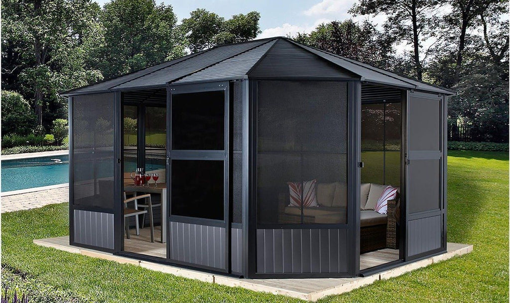 Sunroom 4-Season Kit Steel Backyard Sojag Charleston – with Dark Roof The Gray Better