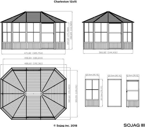Sojag™ Charleston 4-Season Sunroom Kit Dark Gray with Steel Roof - The Better Backyard