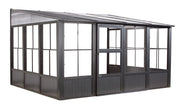 Image of Sojag™ Charleston Sunroom Patio Enclosure Kit Dark Gray with Steel Roof Solarium SOJAG 10x13 