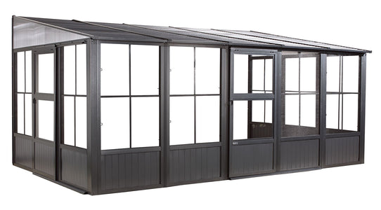 Sojag™ Charleston Sunroom Patio Enclosure Kit Dark Gray with Steel Roof Solarium SOJAG 10x16 