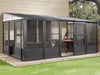 Sojag™ Charleston Sunroom Patio Enclosure Kit Dark Gray with Steel Roof Solarium SOJAG 