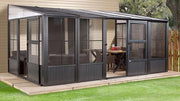 Image of Sojag™ Charleston Sunroom Patio Enclosure Kit Dark Gray with Steel Roof - The Better Backyard