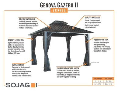 Sojag Genova Double Roof Gazebo with Mosquito Netting Gazebo SOJAG 