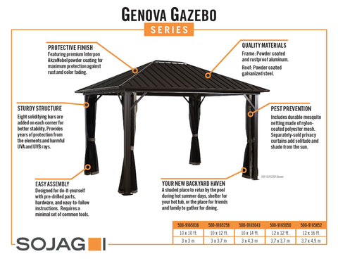 Image of Sojag Genova Gazebo Steel Roof with Mosquito Netting Gazebo SOJAG 