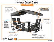 Image of Sojag Houston Four-Seater Glider Swing - Charcoal Outdoor Furniture SOJAG 