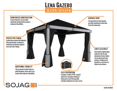 Sojag Lena 12 x 12 ft. Hard Top Gazebo Gazebo SOJAG 