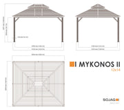 Image of Sojag Mykonos II Double Roof Gazebo with Mosquito Netting Gazebo SOJAG 