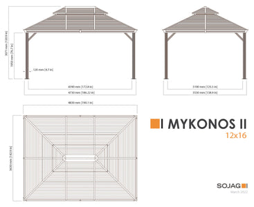 Sojag Mykonos II Double Roof Gazebo with Mosquito Netting Gazebo SOJAG 