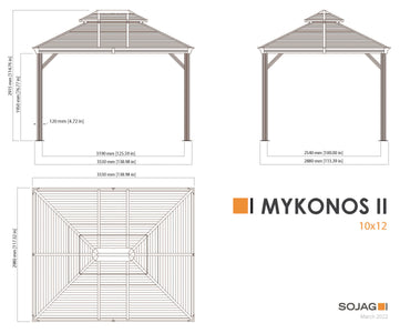 Sojag Mykonos II Double Roof Gazebo with Mosquito Netting Gazebo SOJAG 