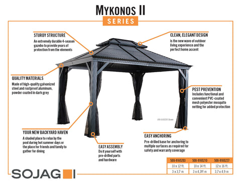 Sojag Mykonos II Gazebo Steel Roof with Mosquito Netting Gazebo SOJAG 