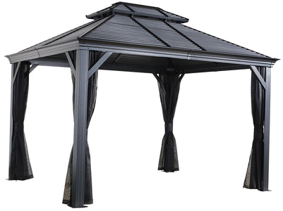 Sojag™ Mykonos II Gazebo Steel Roof with Mosquito Netting - The Better Backyard