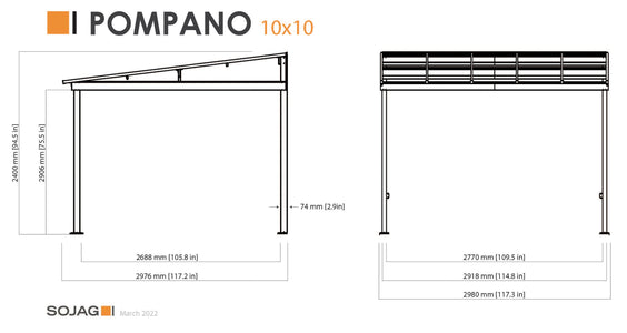 Sojag Pompano Wall Gazebo - Grey Gazebo SOJAG 
