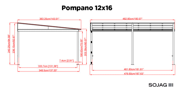 Sojag Pompano Wall Gazebo - Grey Gazebo SOJAG 