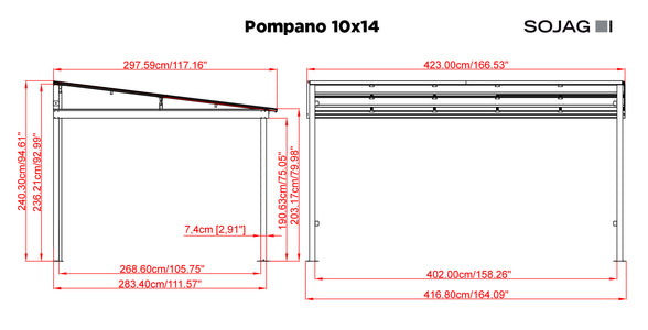 Sojag Pompano Wall Gazebo - Grey Gazebo SOJAG 