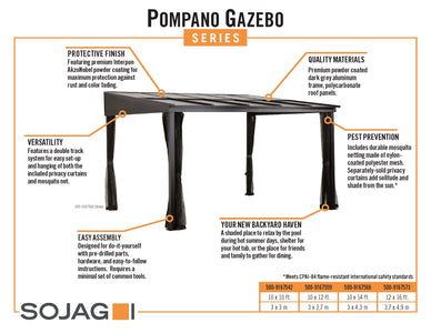Sojag Pompano Wall Gazebo - Grey Gazebo SOJAG 