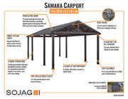 Image of Sojag Samara 12 ft x 20 ft Dark Grey Carport Carport SOJAG 
