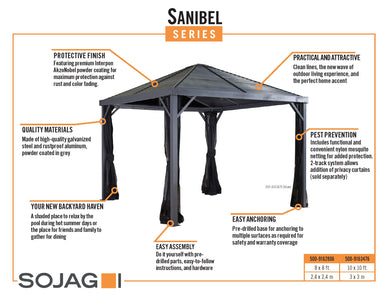 Sojag Sanibel Gazebo Steel Roof with Mosquito Netting Gazebo SOJAG 