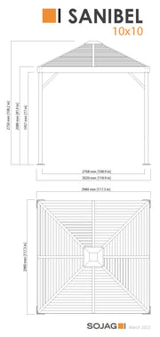 Image of Sojag Sanibel Gazebo Steel Roof with Mosquito Netting Hard Top Gazebo SOJAG 