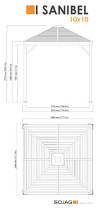 Sojag Sanibel Gazebo Steel Roof with Mosquito Netting Hard Top Gazebo SOJAG 