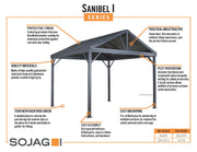 Image of Sojag Sanibel I Gazebo Steel Roof with Mosquito Netting Gazebo SOJAG 