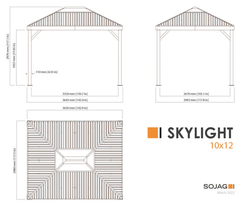Image of Sojag Skylight 10x12 Gazebo Gazebo SOJAG 