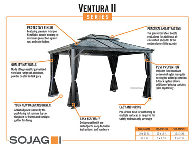Sojag Ventura Steel Double Roof Gazebo with Mosquito Netting Gazebo SOJAG 