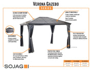 Image of Sojag Verona Hard Roof Gazebo with Mosquito Netting Gazebo SOJAG 
