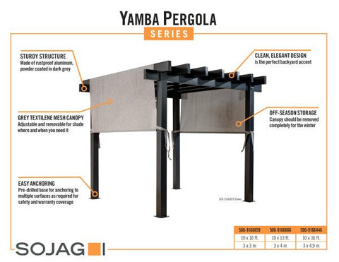 Sojag Yamba Pergola with Adjustable Shade Grey Pergola SOJAG 