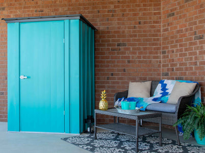 Spacemaker Patio Shed, 4x3, Teal and Anthracite Shed Arrow 