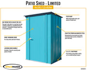 Image of Spacemaker Patio Shed, 4x3, Teal and Anthracite Shed Arrow 