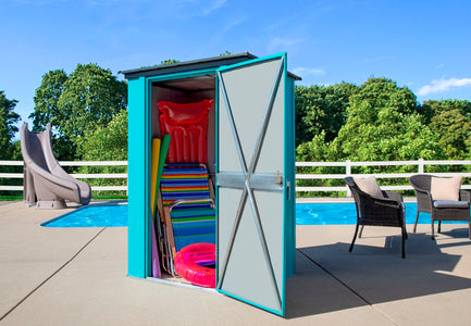 Spacemaker Patio Shed, 4x3, Teal and Anthracite Shed Arrow 