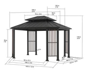 Image of SummerCove 11x13 Octagon Gray 2-Tier Steel Gazebo with Dual Rails and Metal Ceiling Hook Gazebo Sunjoy 