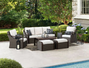 Image of SummerCove 6-pc. Brown Wicker Outdoor Patio Conversation Sets Furniture with 2 Ottomans Outdoor Furniture Sunjoy 