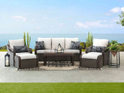 Image of SummerCove 6-pc. Brown Wicker Outdoor Patio Conversation Sets Furniture with 2 Ottomans Outdoor Furniture Sunjoy 