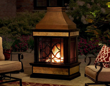 Sunjoy Outdoor 57 in. Steel Wood Burning Fireplace with Fire Poker Fireplace Sunjoy 