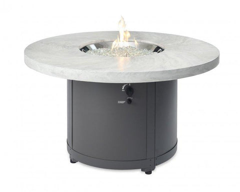 Image of White Onyx Beacon Round Gas Fire Pit Table Fire Pit Outdoor Greatroom Company 