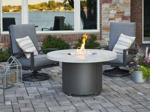 Image of White Onyx Beacon Round Gas Fire Pit Table Fire Pit Outdoor Greatroom Company 