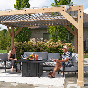 Yardistry 10 x 12 Meridian Cedar Room with Louvered Roof Pergola Yardistry 