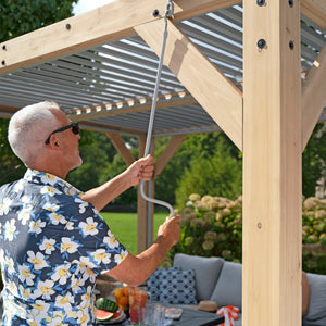Yardistry 10 x 12 Meridian Cedar Room with Louvered Roof Pergola Yardistry 